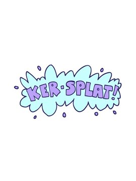 spinning motion animation of cartoon doodle words ker splat