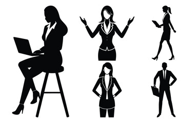 Obraz premium Corporate Business People Silhouettes - Vector Illustration