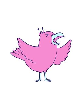 shivering motion animation of cartoon squawking bird