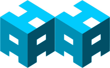 Fototapeta premium Using a gradient of cyan and navy blue, this design represents stability, architecture, software development, and modern infrastructure.