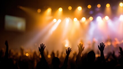 Hands raised in worship at concert