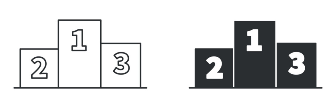 Winner podium icon set, award ceremony stage with first second third place vector illustration
