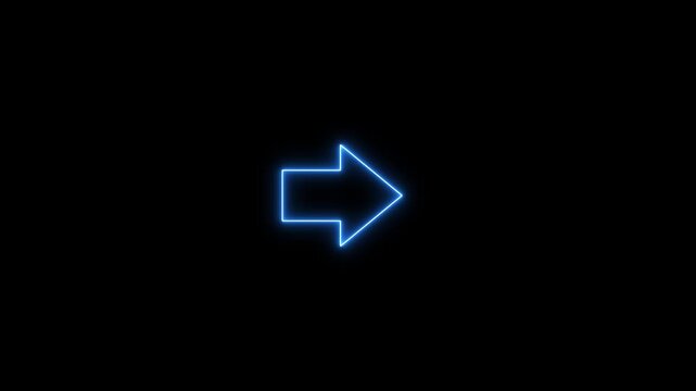 Glowing Blue Arrow Pointer on Black Background Directional Symbol for Navigation and Guidance neon arrow