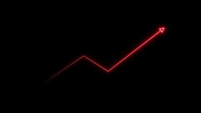 Glowing Red Arrow Graph Growing Upward Trend Line Chart Success Concept growing graph
