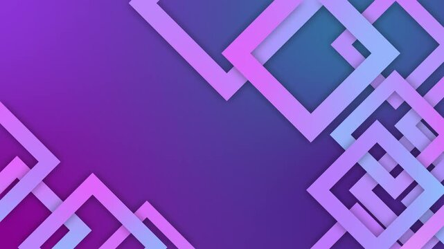 Abstract layered geometric squares background animation, Paper squares with soft shadows forming diagonal corners, minimal clean geometric background