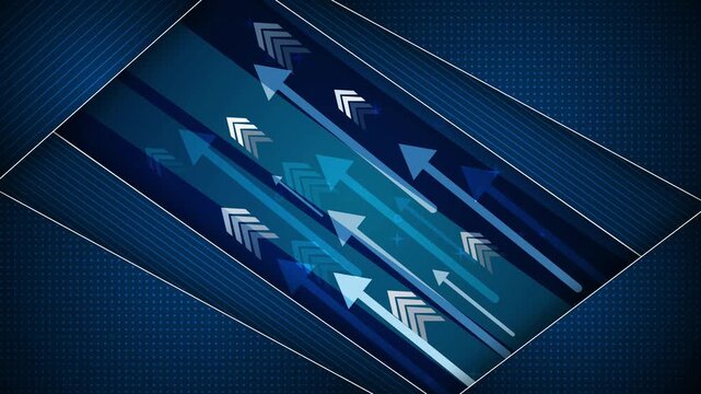 Monochrome diagonal arrows abstract background animation, Arrows pointing upward layered geometric shapes and subtle dotted texture