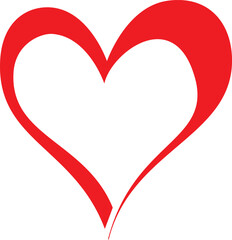 Red Heart Outline Clip Art Logo 3