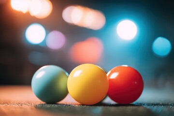 Naklejka premium Vibrant spheres on stage in theatrical spotlight