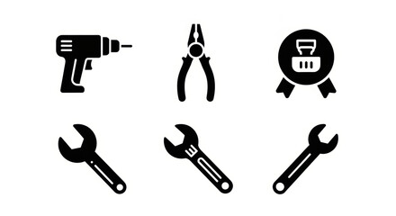 Tools icon set. Repair and construction equipment