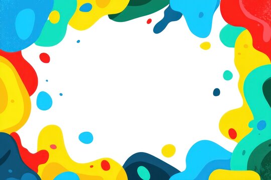 Colorful abstract shapes framing white background