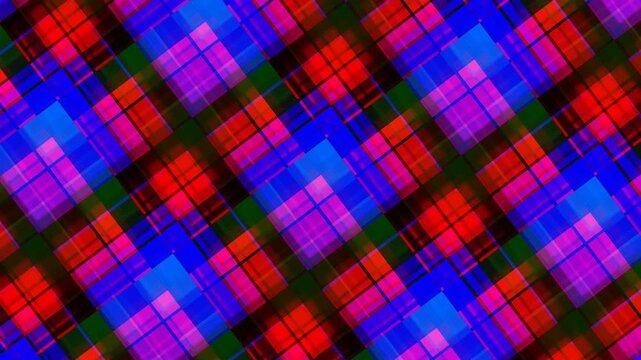 Vibrant Abstract Plaid Pattern Animation - Red Blue Purple Green