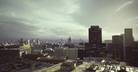historic dome framed by surrounding towers, classical silhouette meets contemporary skyline, hazy midday light, layered rooftops and detailed cornices, urban © icetray