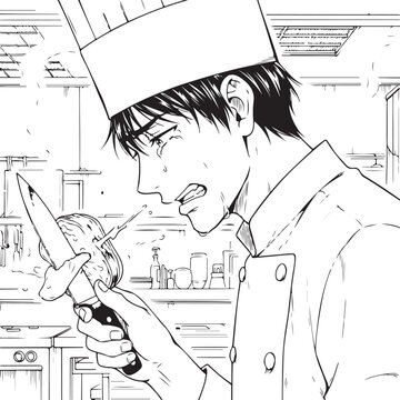 Sorrowful Gourmet Chef With Knife