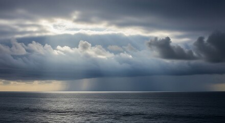 Obraz premium Dramatic Ocean Landscape with Dark Clouds.