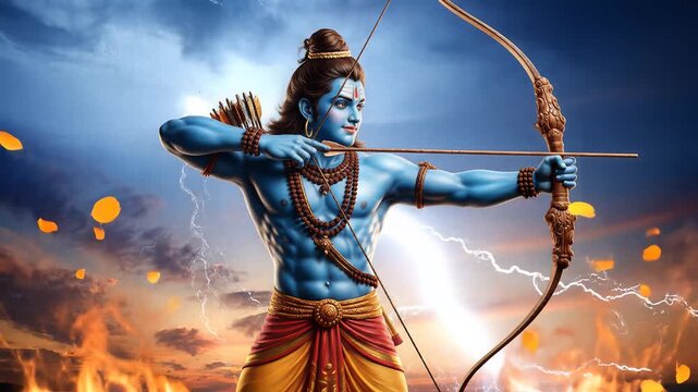 Lord Rama Holding Bow and Arrow for Ram Navami Celebration