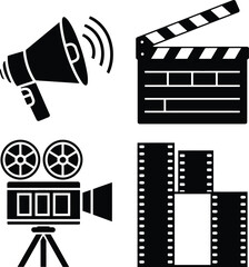 Cinema and movie production silhouette icon vector illustration