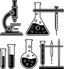 science laboratory equipment icon set vector illustration