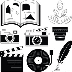 creative arts and hobbies vector icon set