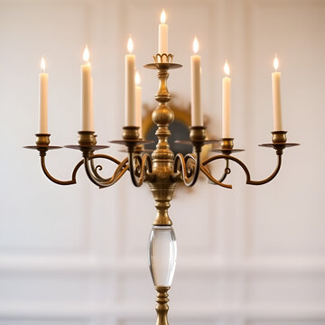 Elegant candelabras with lit candles