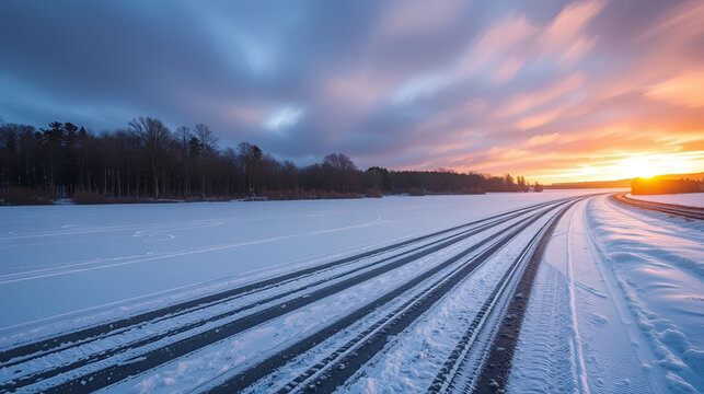 icy tyre tracks