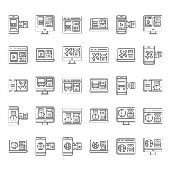 Online Ticket Booking Icons Set