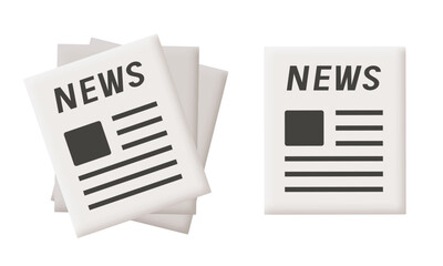 Newspaper icon set. Vector 3d clip art isolated on white background.