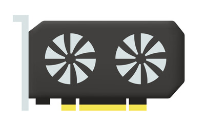 Video card. Vector 3D icon isolated on a white background.