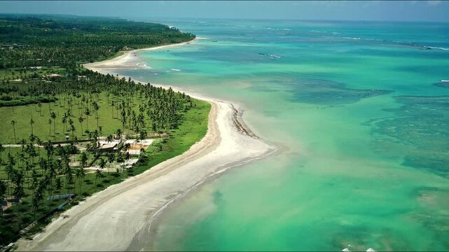Aerial view of Maceio beach in Alagoas, Brazil.