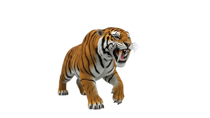 Obraz premium A fierce tiger with mouth open isolated on transparent background