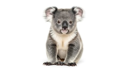 Naklejka premium Cute baby koala joey sitting on white background