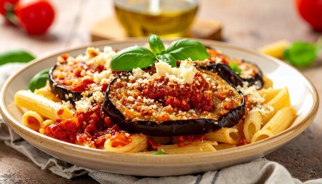 Pasta alla Norma Sicilian Eggplant Pasta Traditional Italian Dish