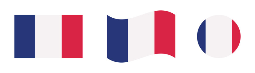 france flag icon set flat waving and circular styles minimalist vector collection © Art Stor Pro