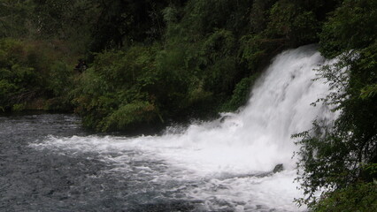 small waterfall in the park Ojos del Caburgua, pucon, chile