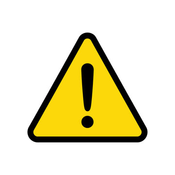 Minimalist warning symbol with an exclamation mark in a yellow triangle, signifying caution or attention needed for important information or potential hazards
