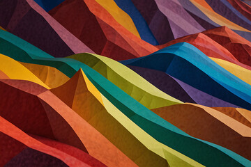 Colorful cut paper hills