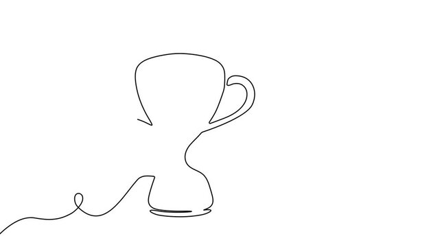 Line winner trophy vector prize art win icon continuous sketch award. Trophy medal line doodle champion business victory illustration outline cup drawing success hand race sport single cartoon.