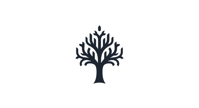 Black tree silhouette logo symbol.
