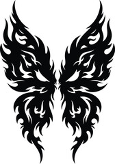 Obraz premium Fiery Tribal Butterfly Wings Silhouette 