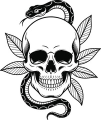 Skull and crossbones with wings and flowers gothic tattoo style vector illustration