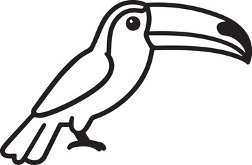 Fototapeta premium A captivating outline illustration showcases a toucan in a simple, yet stylish design, emphasizing the bird's distinctive large beak and elegant profile.