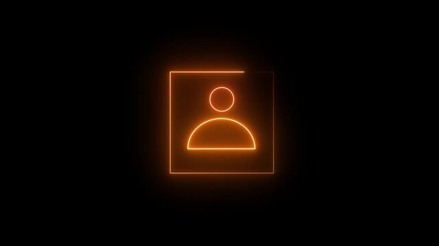 Abstract glowing neon identity symbol on dark background. Tech age glowing ID card icon . Animated neon line ID card representing digital identity.