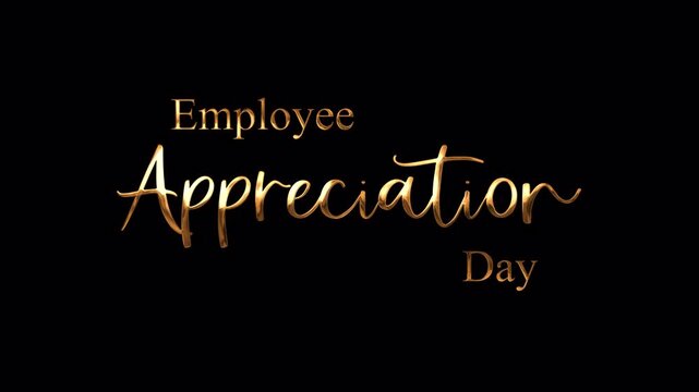Gold Employee Appreciation Day text with handwritten animation, perfect for social media, presentations, or marketing materials to celebrate employees.