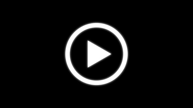 Play media button graphic animation. Alpha channel. Transparent background motion design. 4K resolution