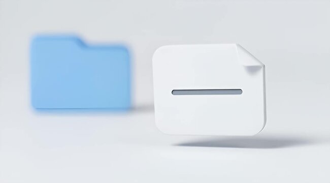 Abstract minimalistic representation of a file and folder in white and blue