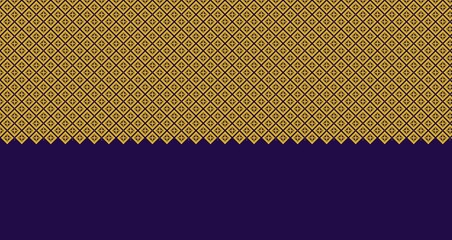 Luxury golden geometric pattern background featuring traditional Islamic or Arabic ornament style on dark blue with zigzag border for Ramadan, Eid, and royal design concepts
