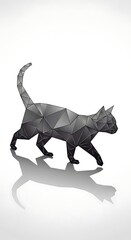 Obraz premium Geometric polygonal cat walking profile.