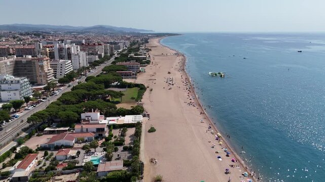 Aerial view of Malgrat de Mar beach Catalonia Spain