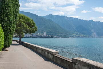 Fototapeta premium Panorama of town of Montreux, Switzerland
