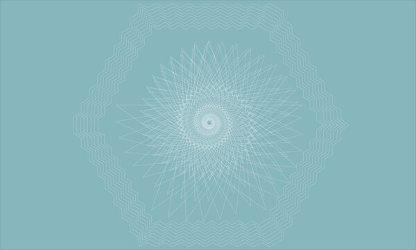 An abstract blue background featuring a geometric guilloche pattern with mandala curves and fractal shapes for a decorative certificate wallpaper vector illustration