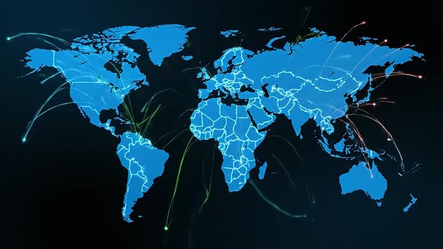 world map with binary code